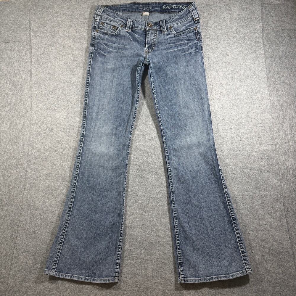 Silver Jeans Frances Womens 30/33 Light Blue Wash Bootcut Distressed Stretch